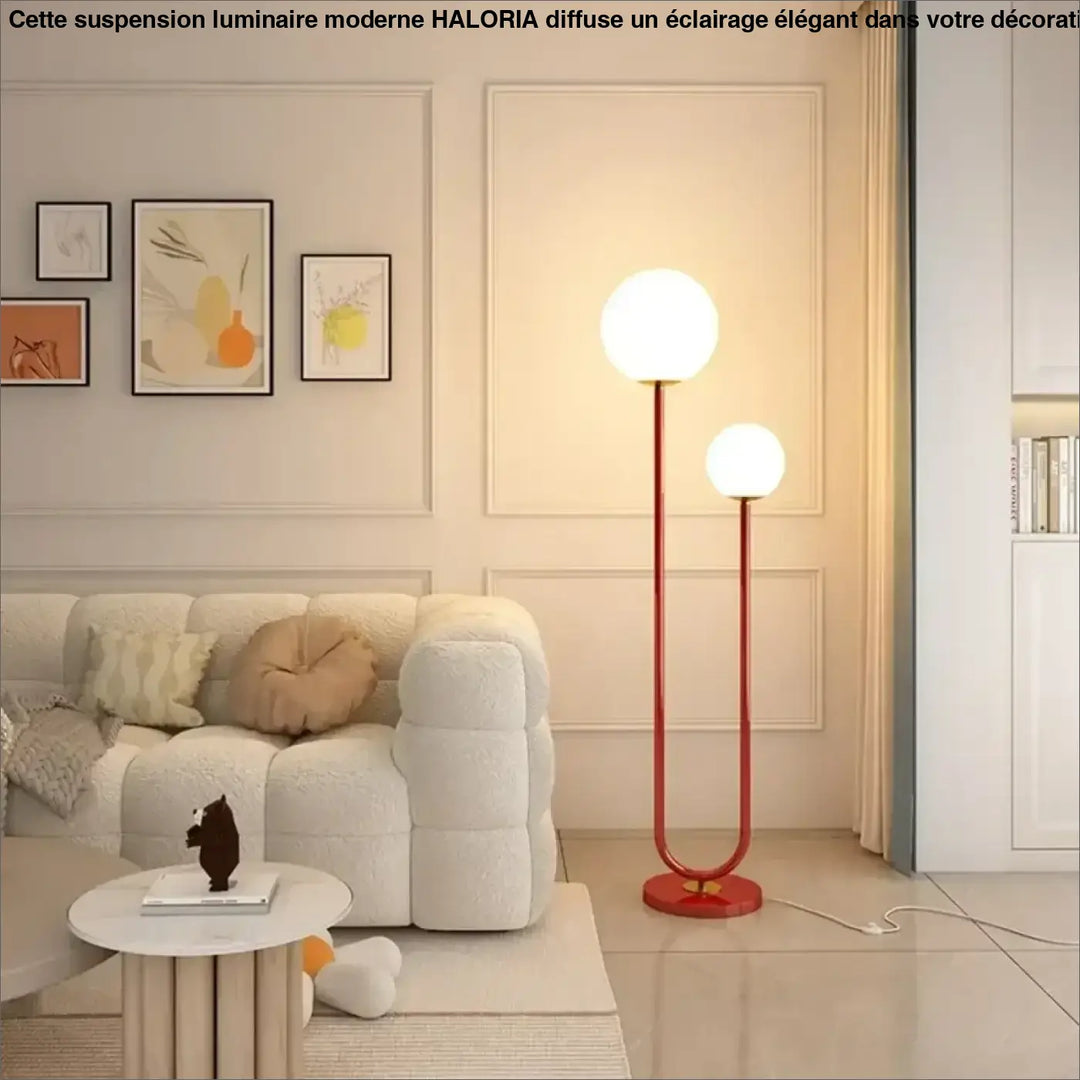 Lampadaire contemporain avec deux boules lumineuses chic