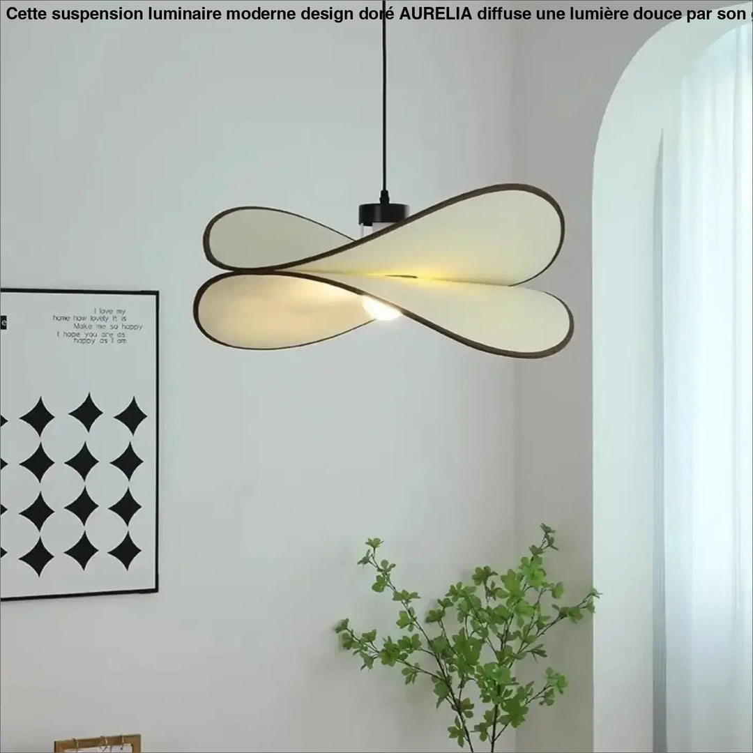 Suspension design tissu blanc forme organique moderne

