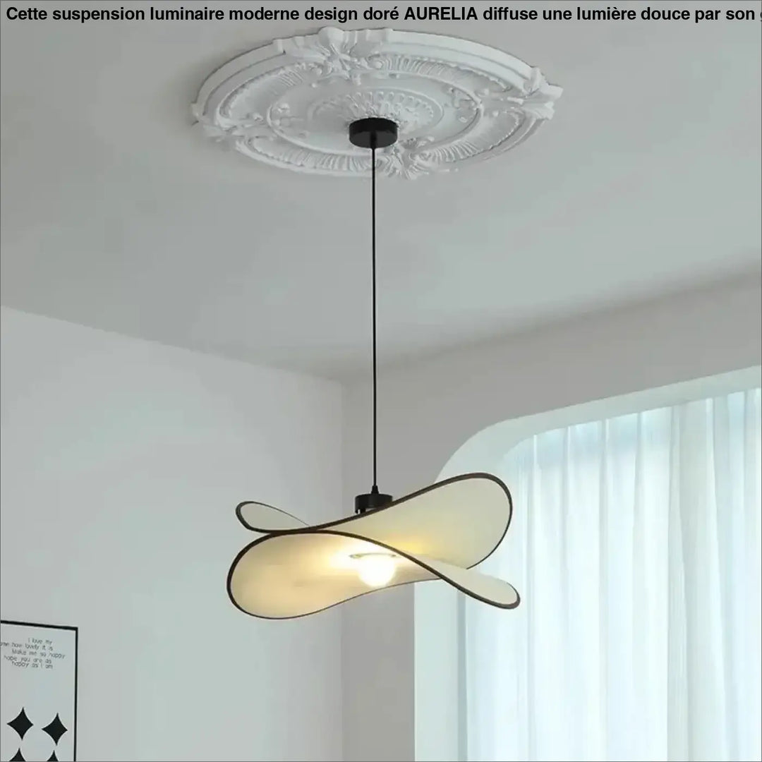 Suspension design tissu blanc forme organique moderne

