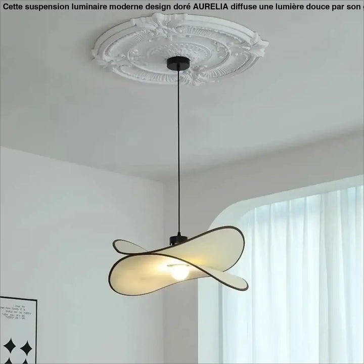 Suspension design tissu blanc forme organique moderne

