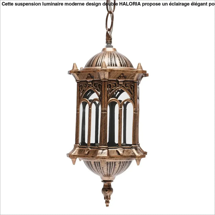 Suspension Extérieur Style Oriental Lanterne Dorée Chic