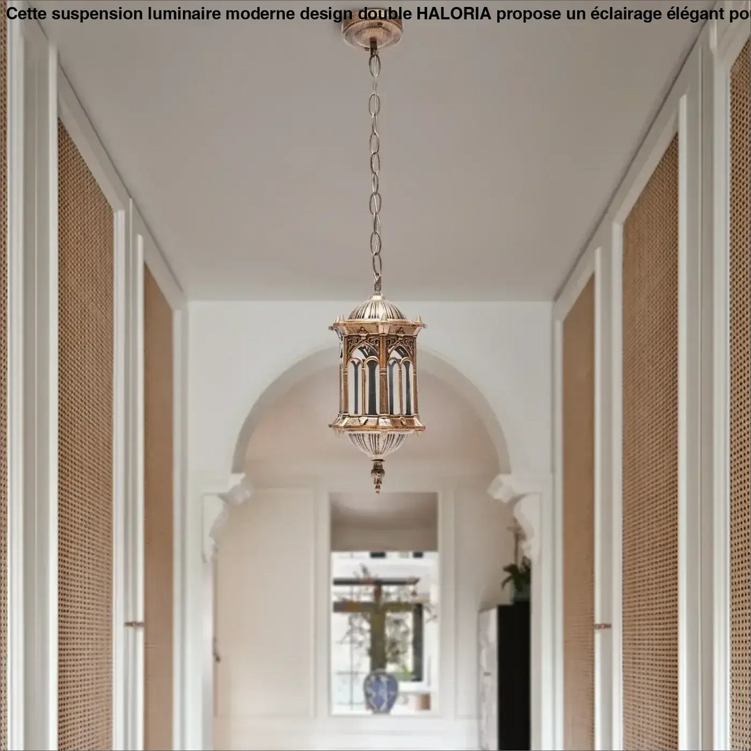 Suspension Extérieur Style Oriental Lanterne Dorée Chic