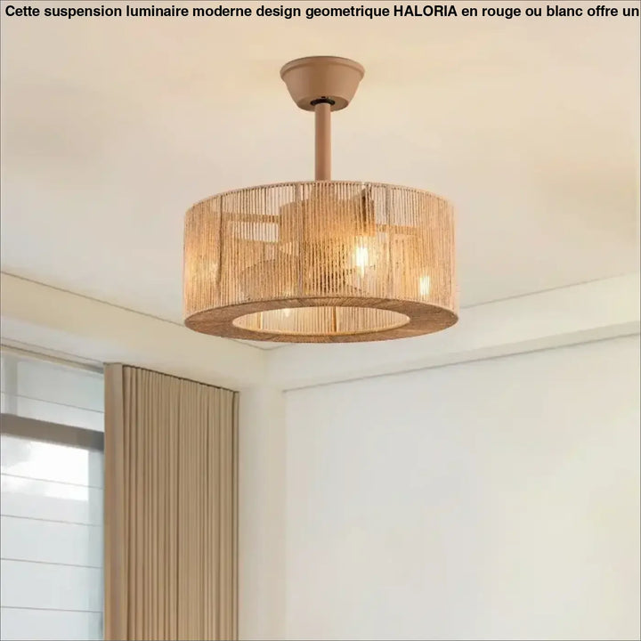 Plafonnier design en rotin tressé cylindrique moderne

