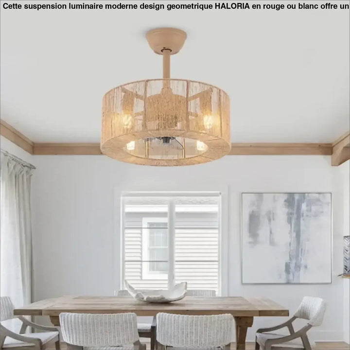 Plafonnier design en rotin tressé cylindrique moderne

