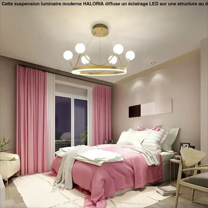 Suspension Luminaire Moderne Design Doré Avec Boules Blanches

