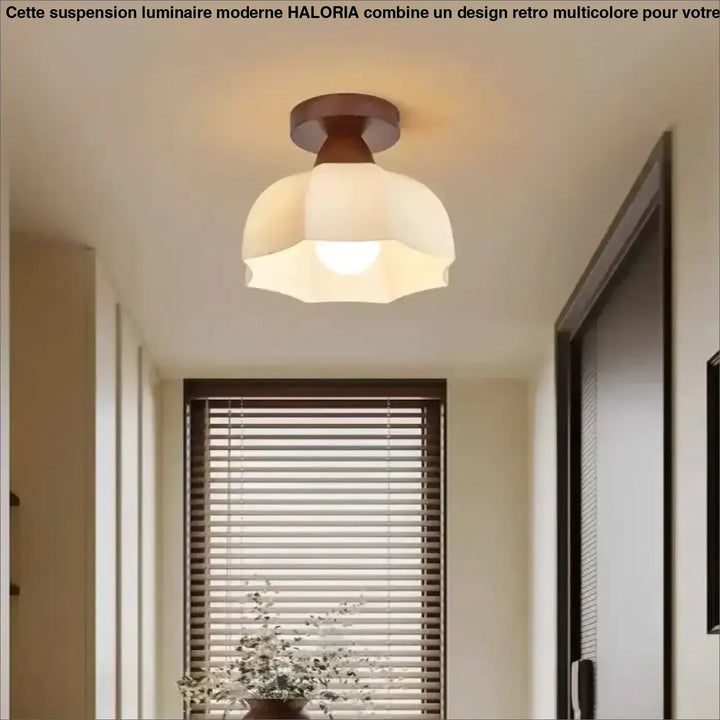 Plafonnier bois et verre design naturel et élégant marron