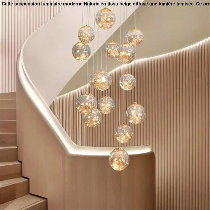 Suspension Cascade Moderne Boules Cristal Ambiance Chic