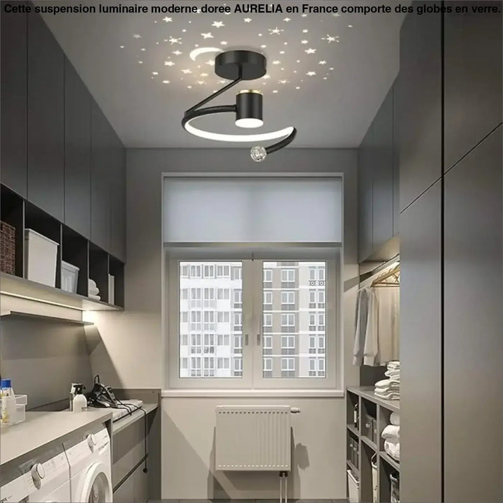 Plafonnier led décoratif lune et étoiles design moderne