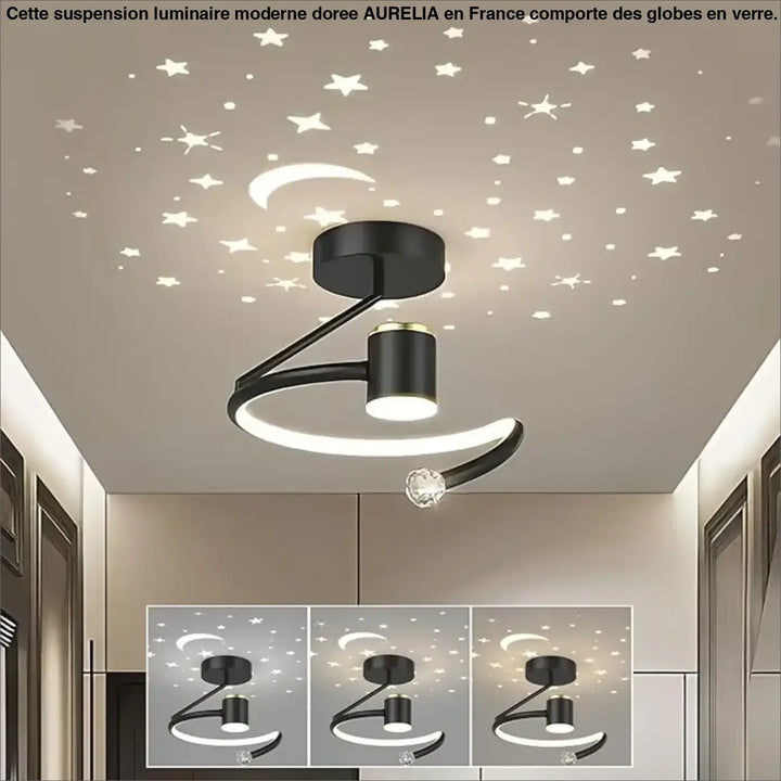 Plafonnier led décoratif lune et étoiles design moderne
