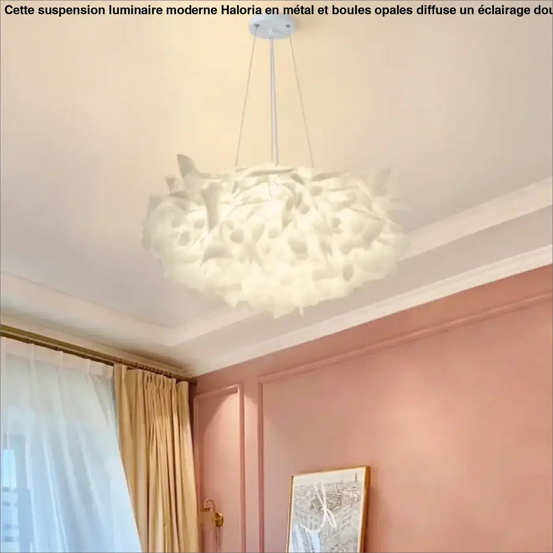 Suspension contemporaine blanche design aérien moderne