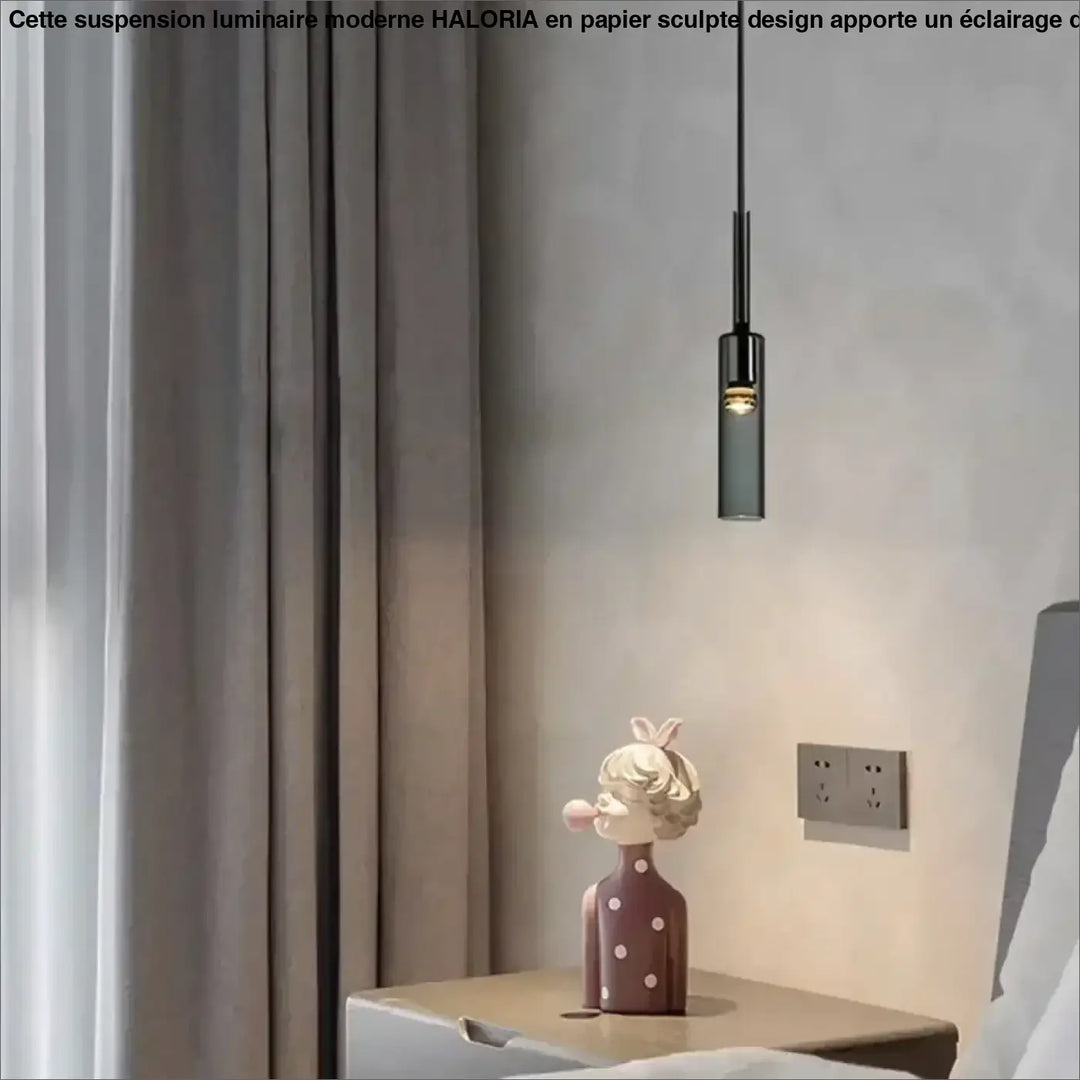 Suspension Design Moderne Cylindre Noir Verre Élégance Chic