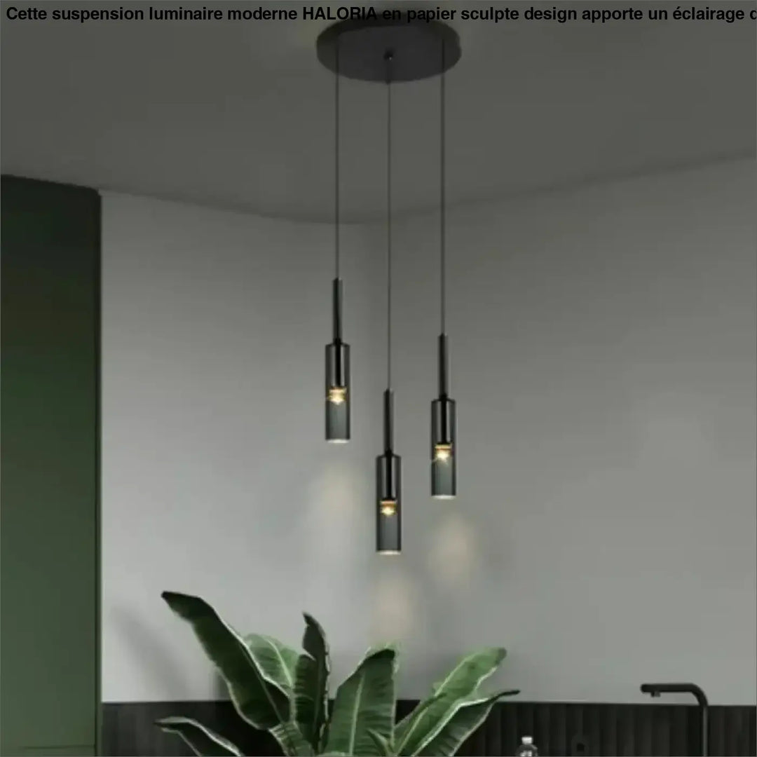 Suspension Design Moderne Cylindre Noir Verre Élégance Chic