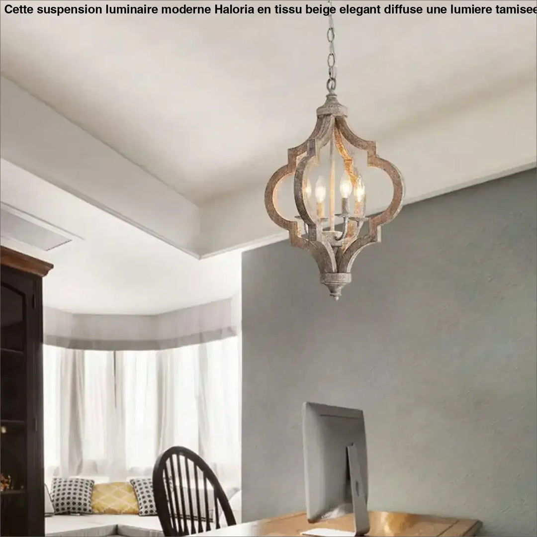 Suspension en bois et métal lanterne style rustique moderne