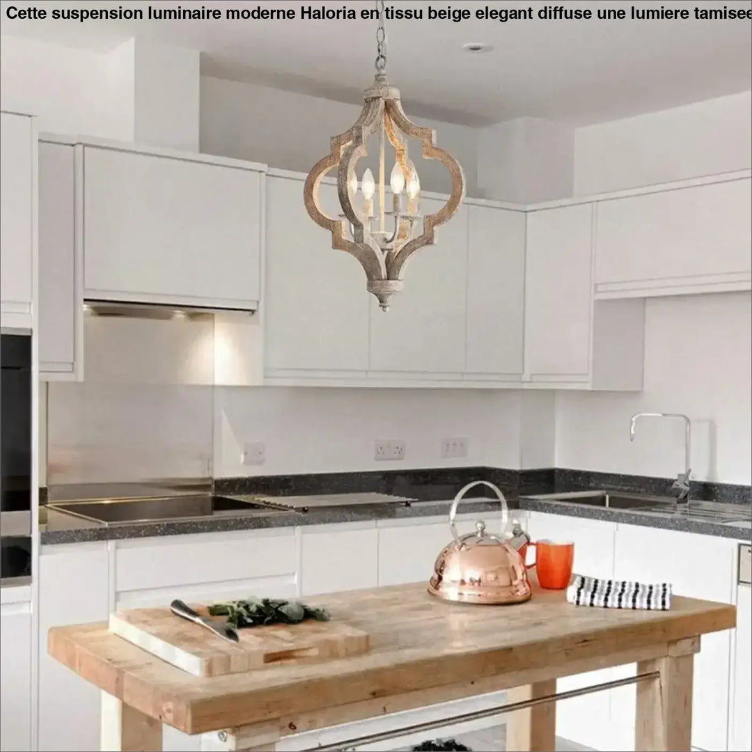 Suspension en bois et métal lanterne style rustique moderne