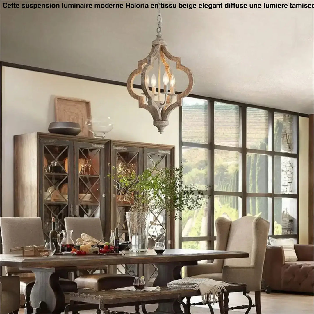 Suspension en bois et métal lanterne style rustique moderne