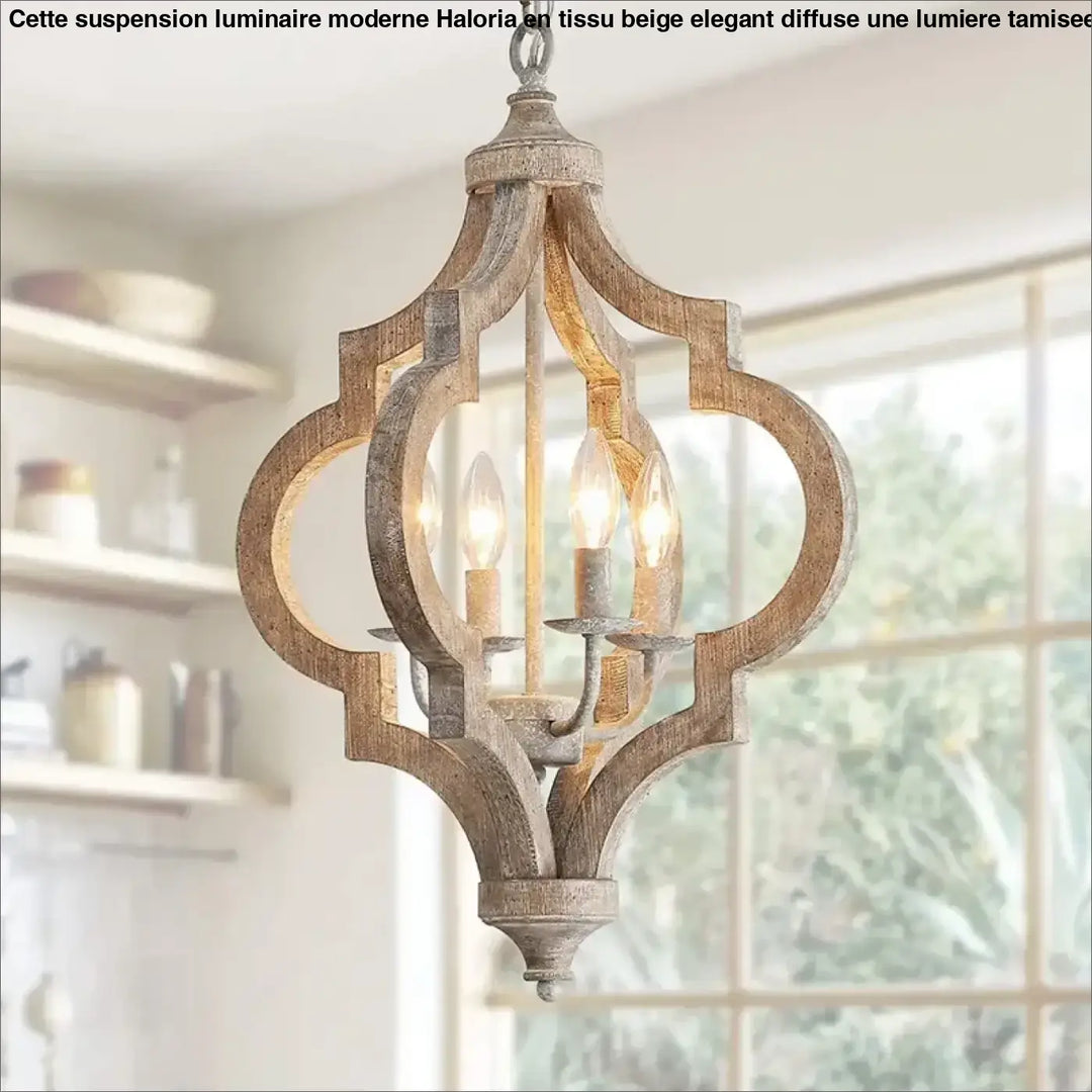 Suspension en bois et métal lanterne style rustique moderne