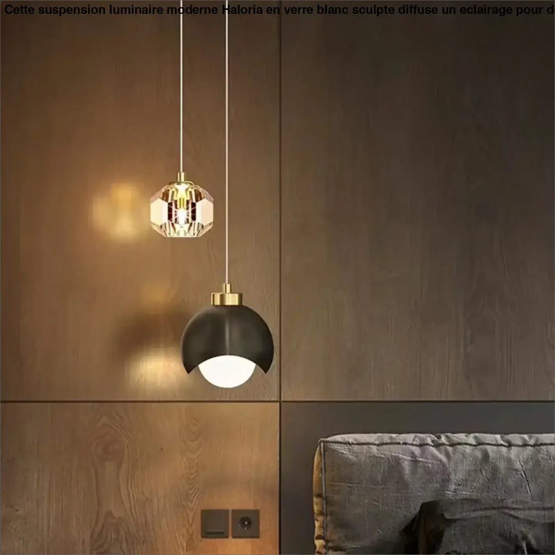 Suspension Boule Dorée Noire Ou Transparente Avec Lumière Led Chic