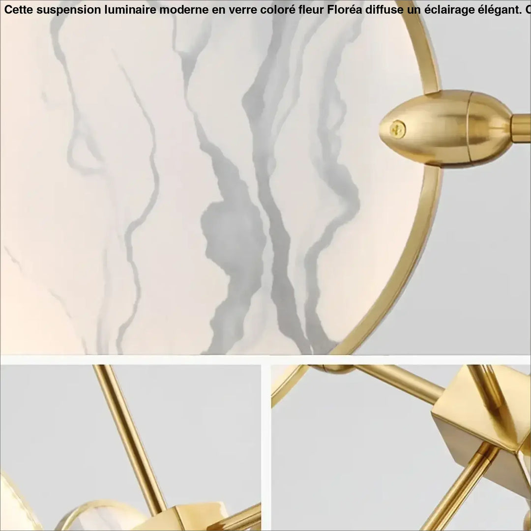 Suspension Moderne Dorée Avec Disques Marbre Élégants