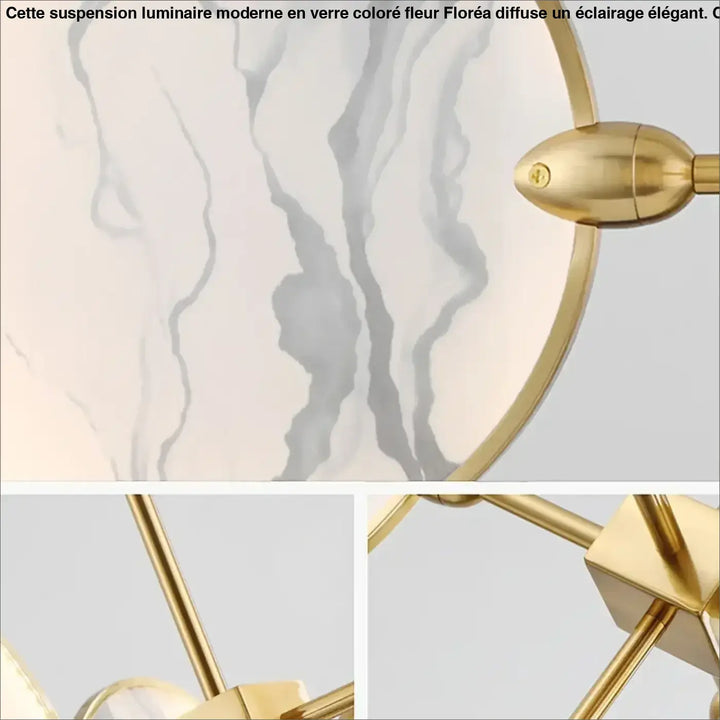 Suspension Moderne Dorée Avec Disques Marbre Élégants
