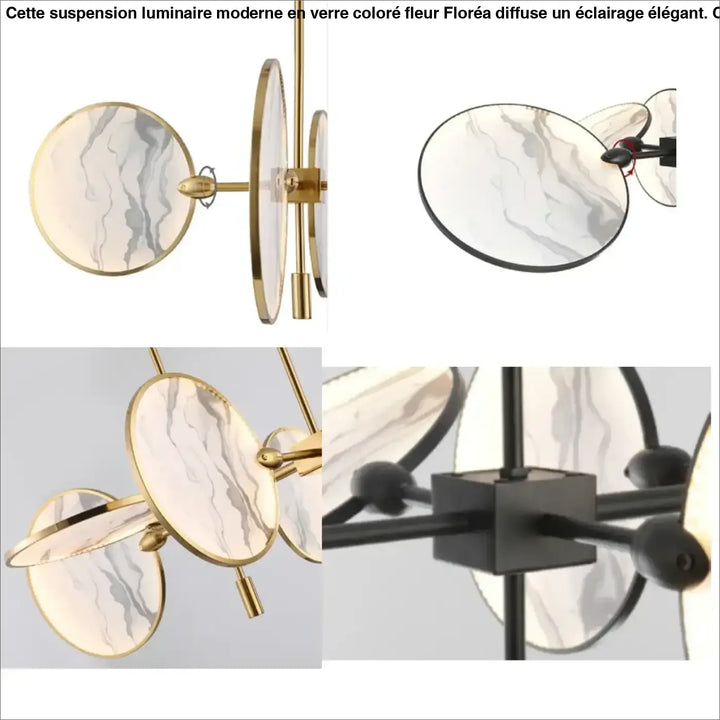 Suspension Moderne Dorée Avec Disques Marbre Élégants