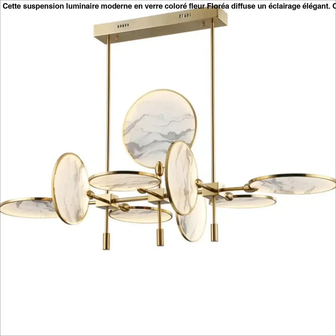 Suspension Moderne Dorée Avec Disques Marbre Élégants