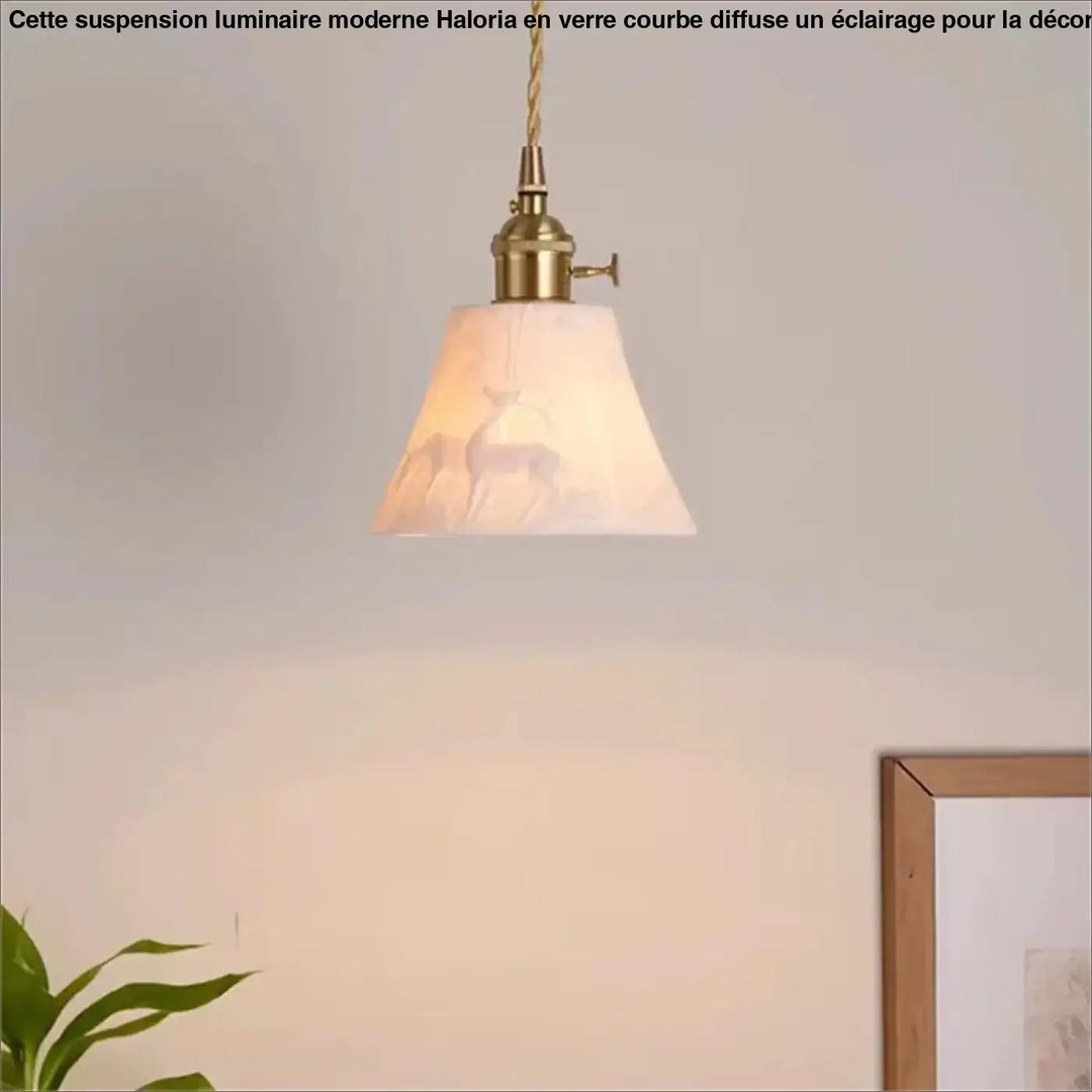 Suspension luminaire vintage abat jour motif cerf style nature
