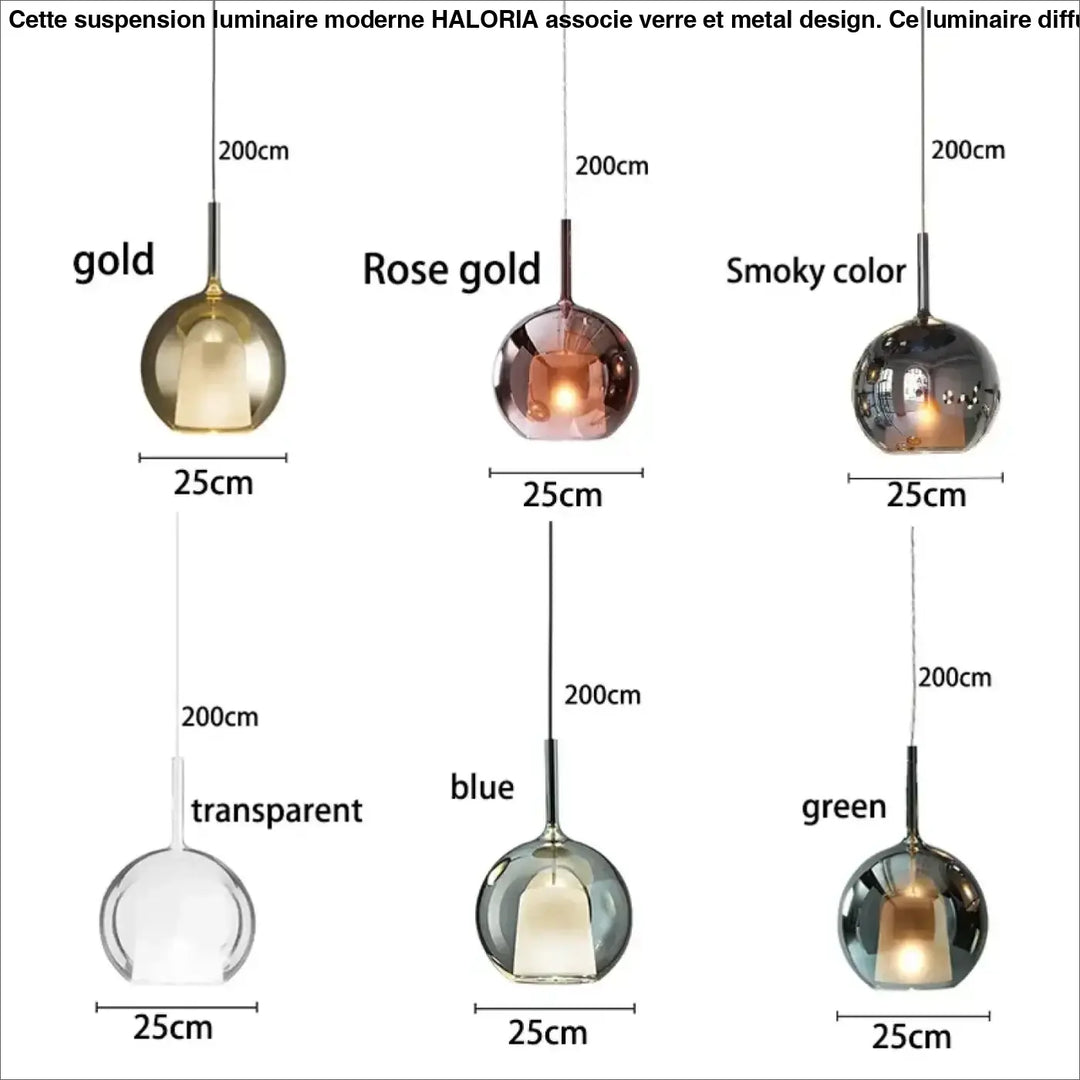 Suspension luminaire design moderne en verre et métal