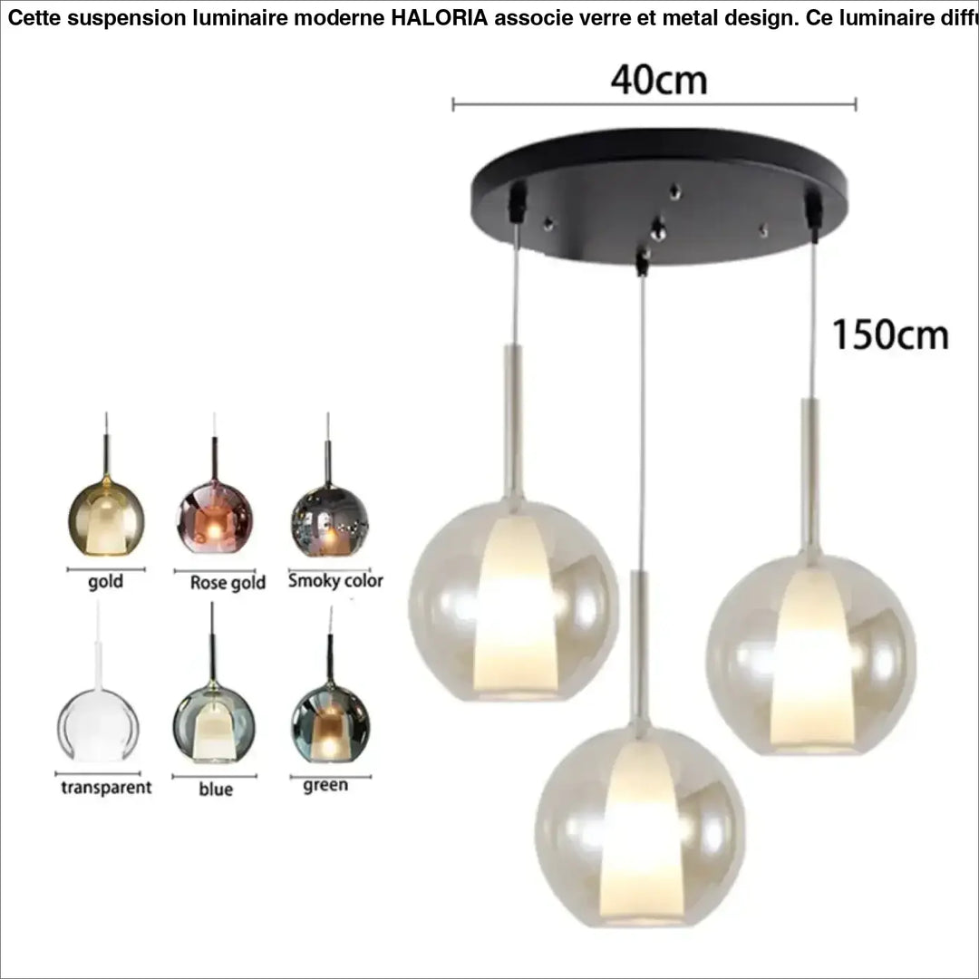 Suspension luminaire design moderne en verre et métal