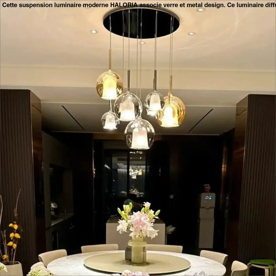 Suspension luminaire design moderne en verre et métal