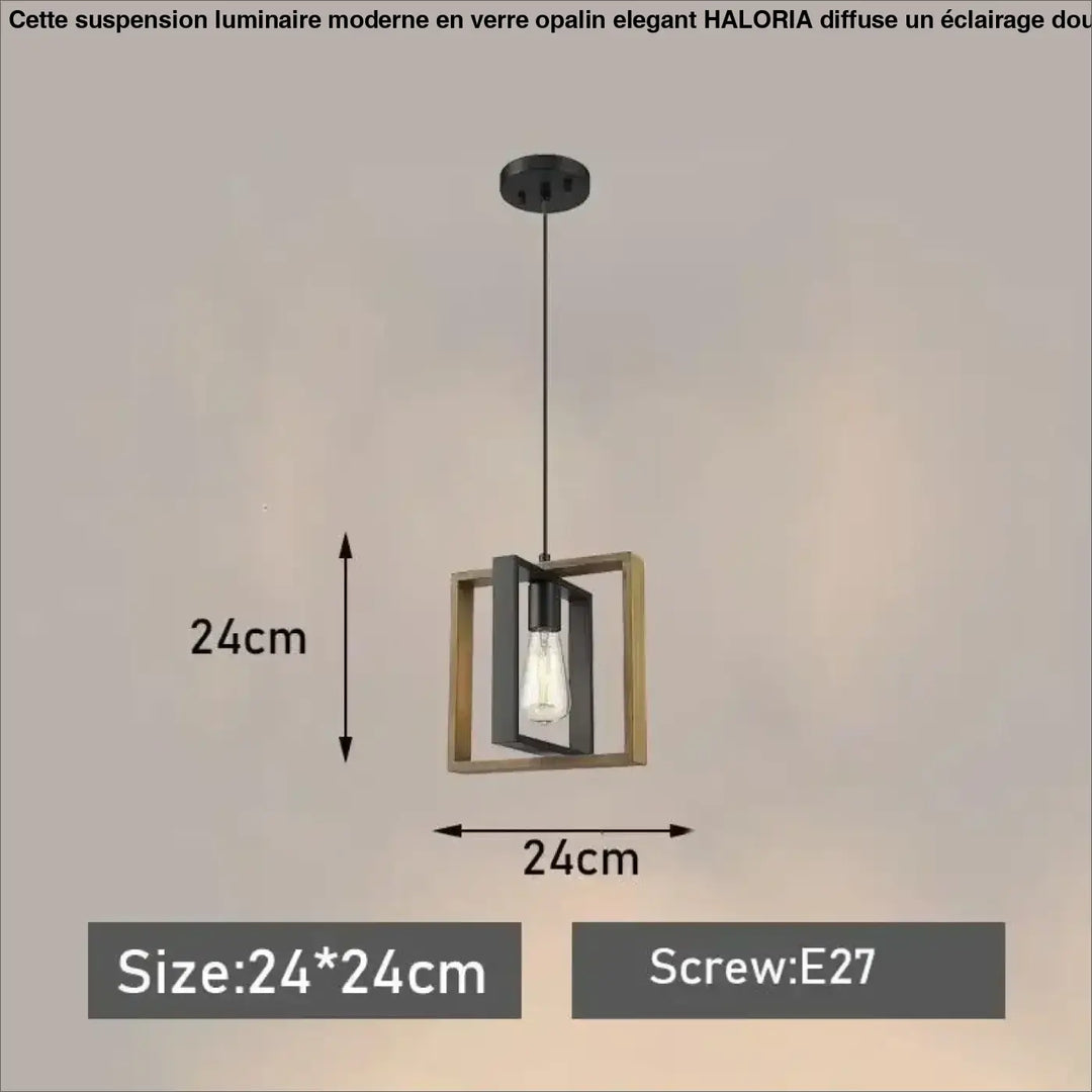 Suspension moderne carrée bois noir style industriel chic