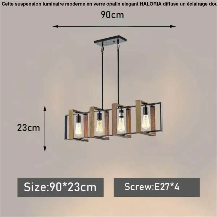 Suspension moderne carrée bois noir style industriel chic