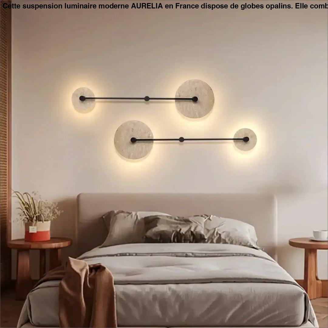 Applique murale design moderne en pierre et métal avec éclairage LED

