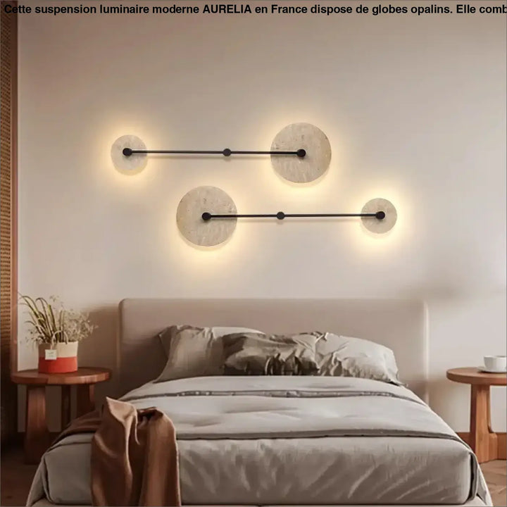 Applique murale design moderne en pierre et métal avec éclairage LED

