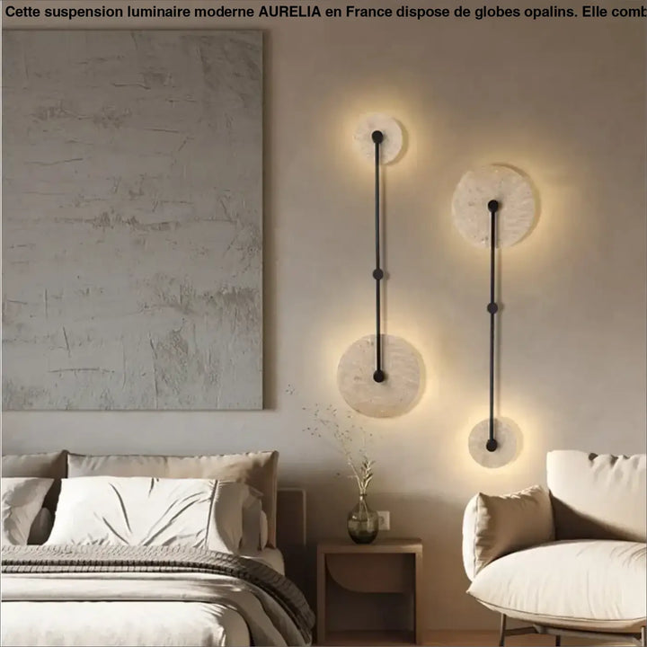 Applique murale design moderne en pierre et métal avec éclairage LED

