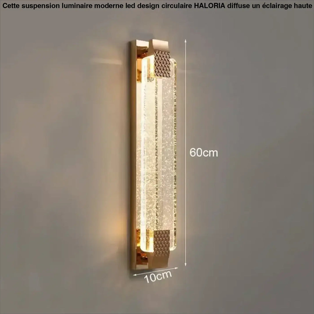 Luminaire moderne led suspension en métal doré avec design rectangulaire et accents en cristal avec éclairage led chaud