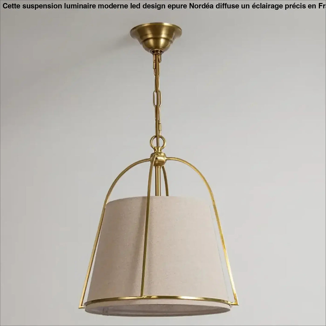 Suspension luminaire chic en tissu avec finition dorée moderne