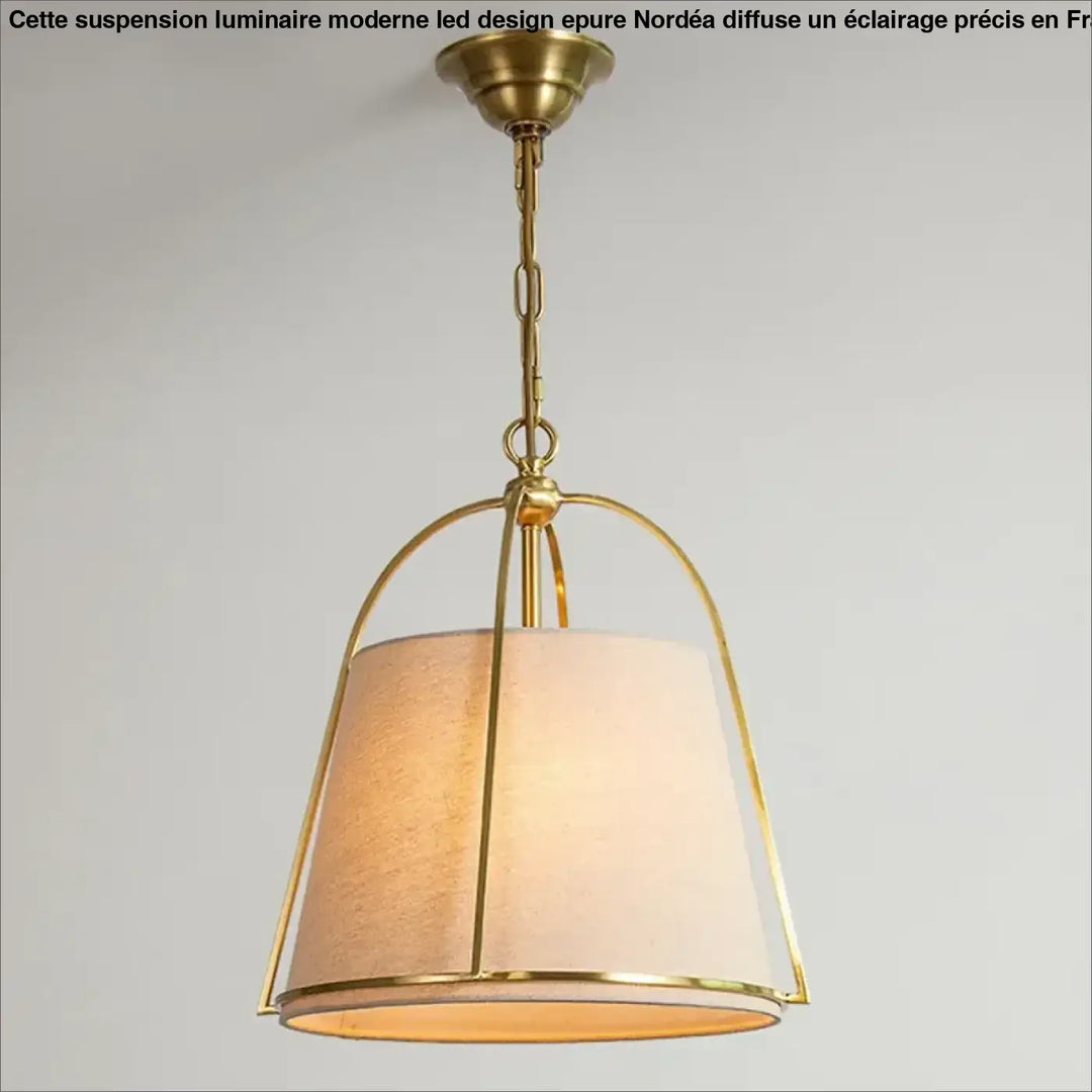 Suspension luminaire chic en tissu avec finition dorée moderne