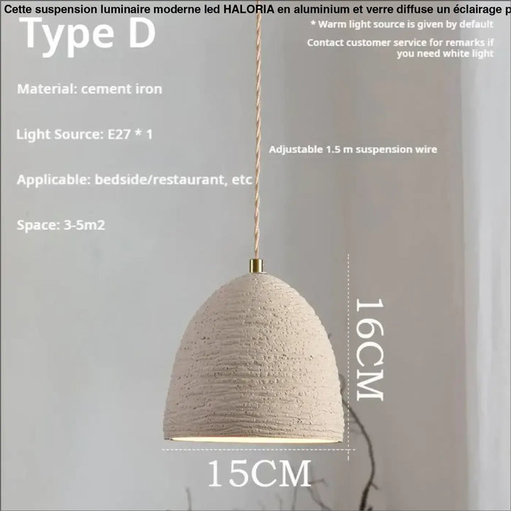 Suspension scandi chic ciment texturé et doré beige chic
