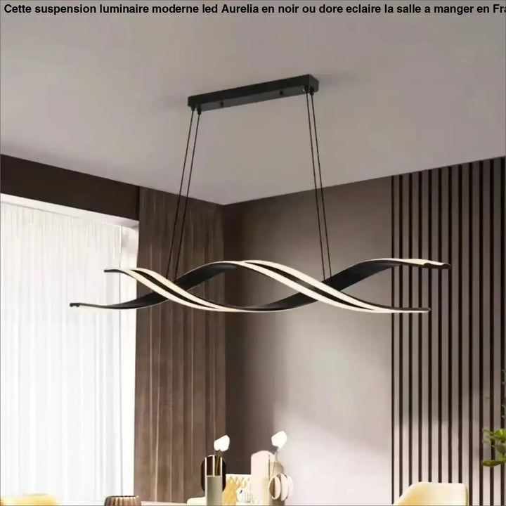 Suspension luminaire moderne LED noir ou doré pour salle à manger

