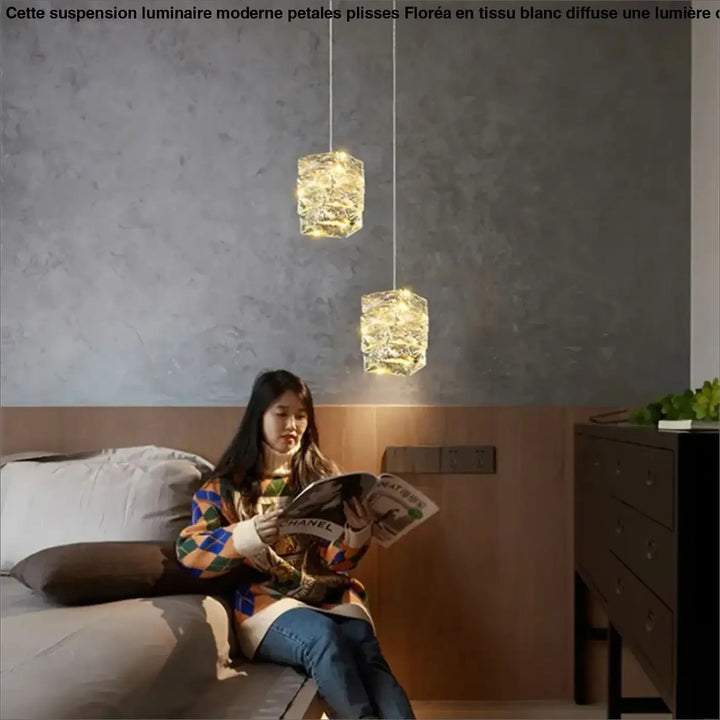 Suspension Luminaire Cristal Rectangulaire Brillant Chic Doré