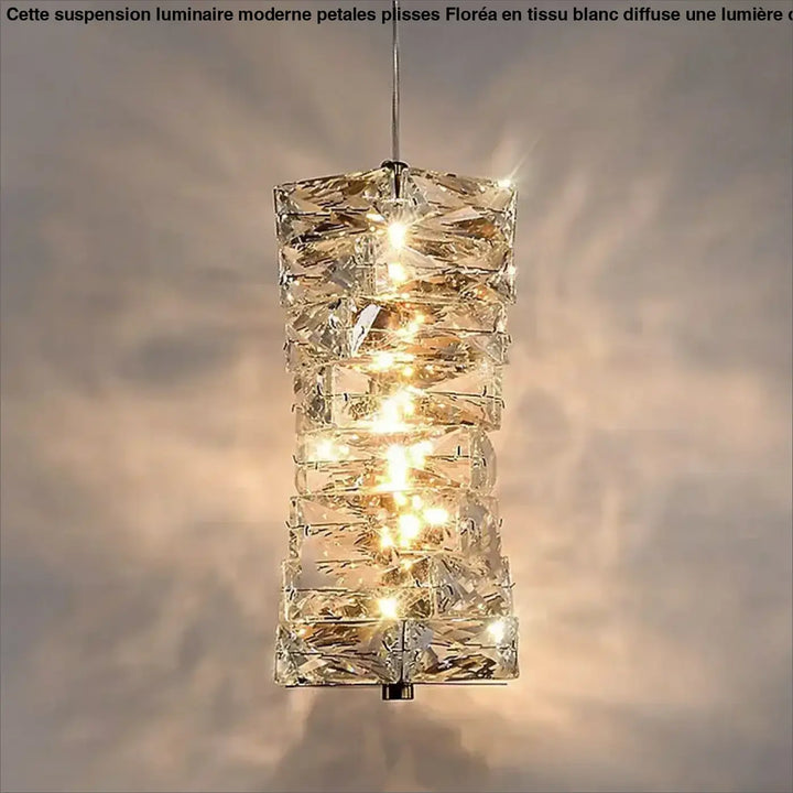 Suspension Luminaire Cristal Rectangulaire Brillant Chic Doré