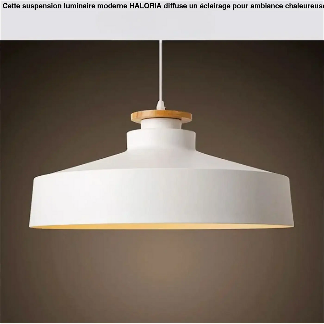 Suspension luminaire phos blanc avec accent en bois clair et lumière chaude pour un style minimaliste