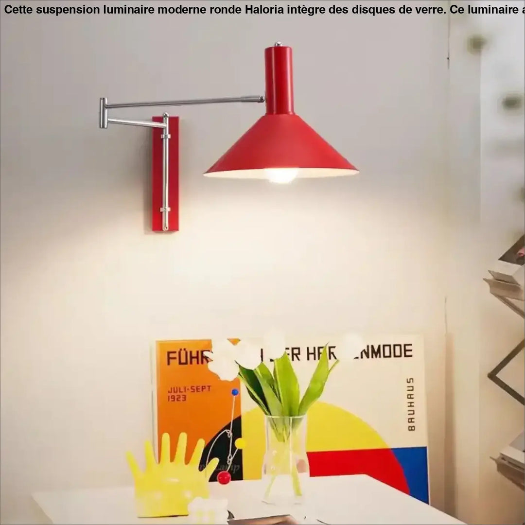 Red conical luminaire moderne murale avec bras chromé dans la suspension luminaire moderne ronde haloria