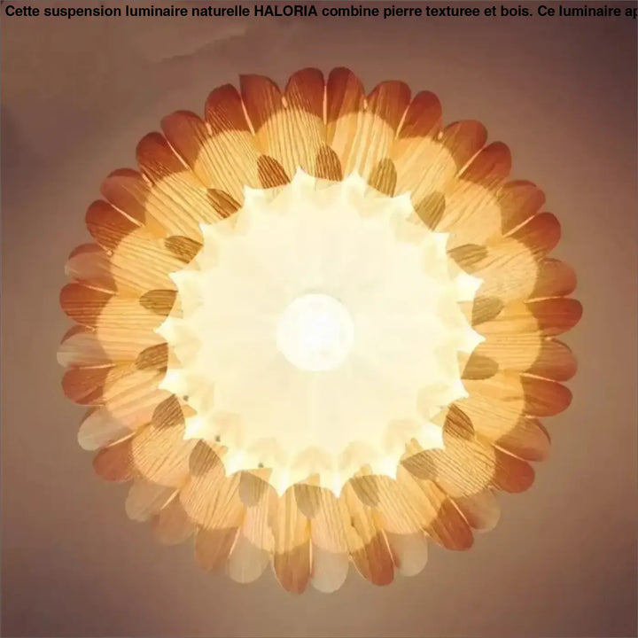 Suspension luminaire en bois design artisanal moderne beige