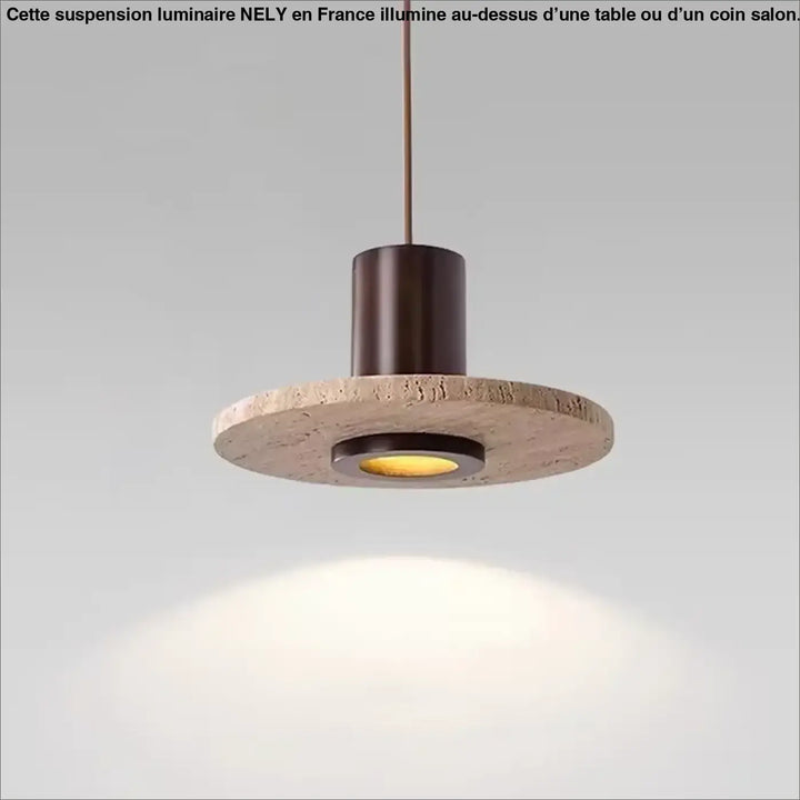 Suspension design minimaliste en travertin avec éclairage led