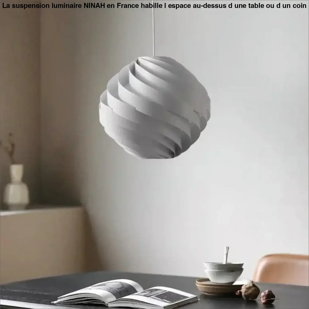 Suspension luminaire design spirale blanche moderne élégante