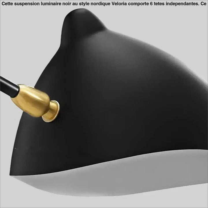 Suspension luminaire noir au style nordique à 6 têtes indépendantes

