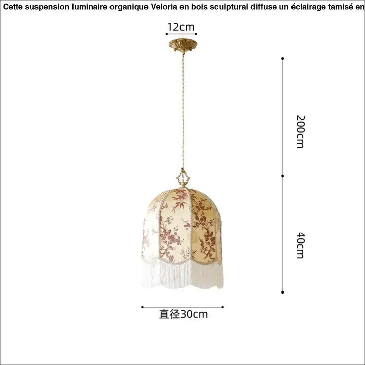 Suspension luminaire vintage floral avec des franges élégantes