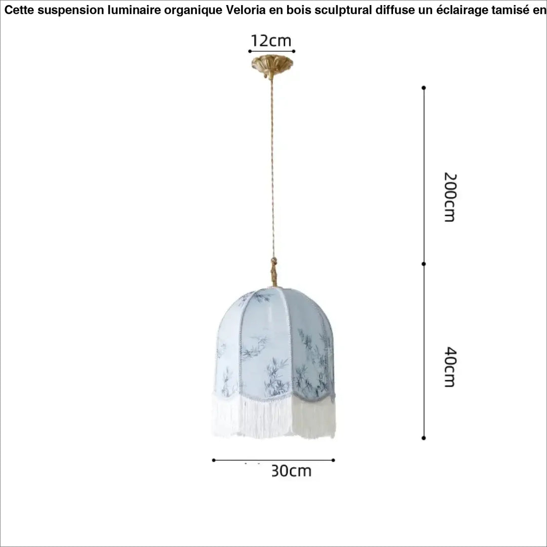 Suspension luminaire vintage floral avec des franges élégantes