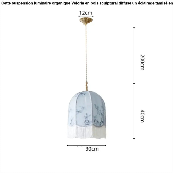 Suspension luminaire vintage floral avec des franges élégantes